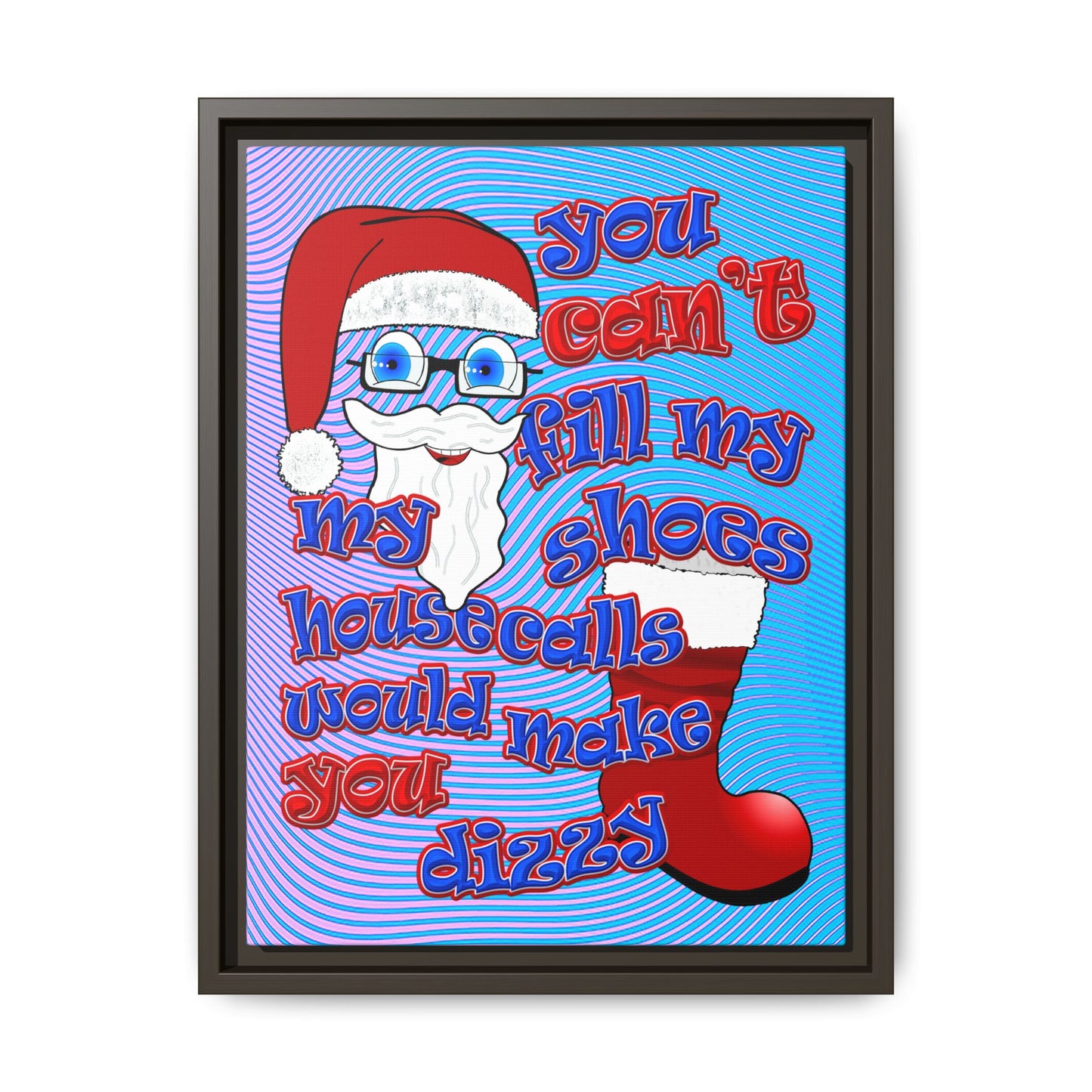 santa's shoes - framed canvas art (light blue-purple wave)