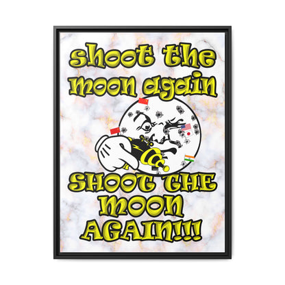 shoot the moon again - framed canvas art (white marble)