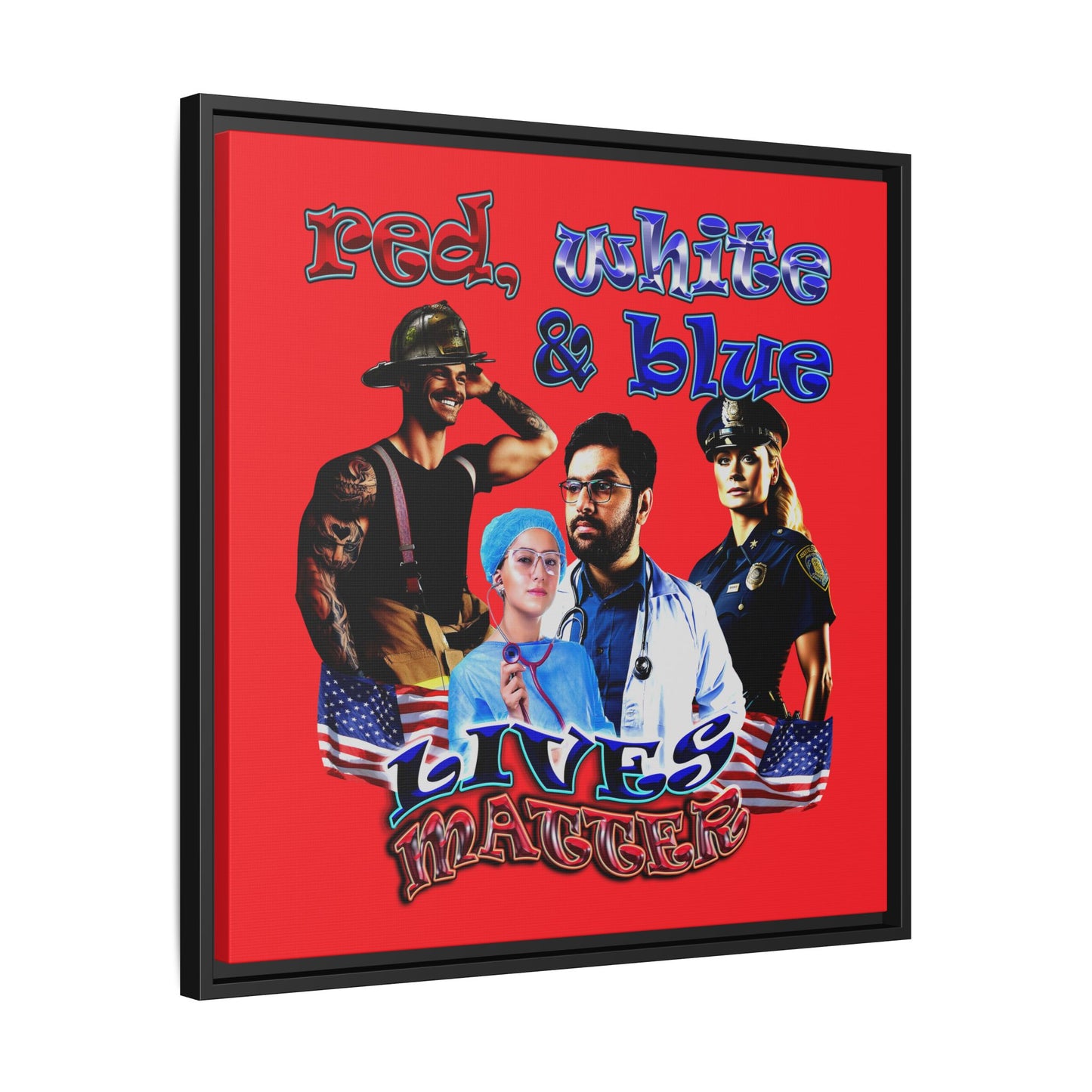 rw&b lives matter - framed canvas art (red)