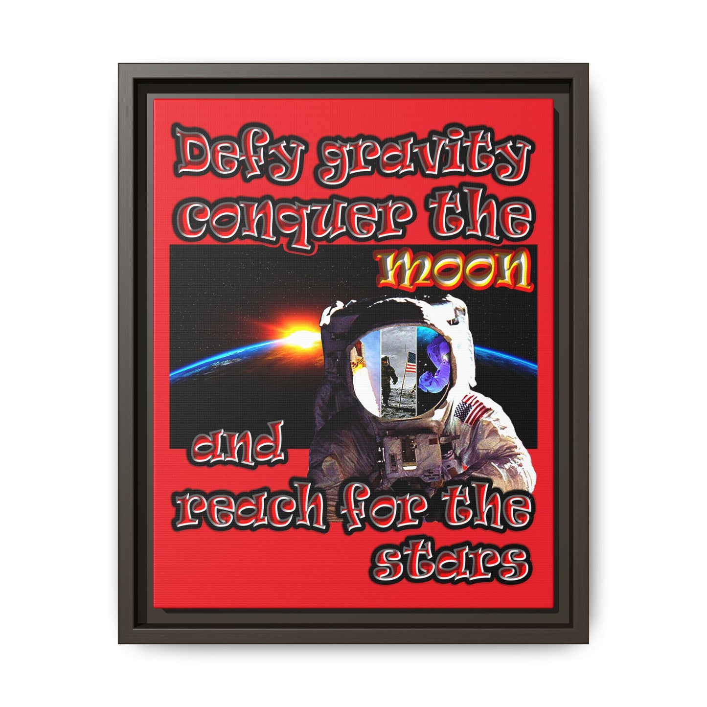 defy conquer reach - framed canvas art (red)