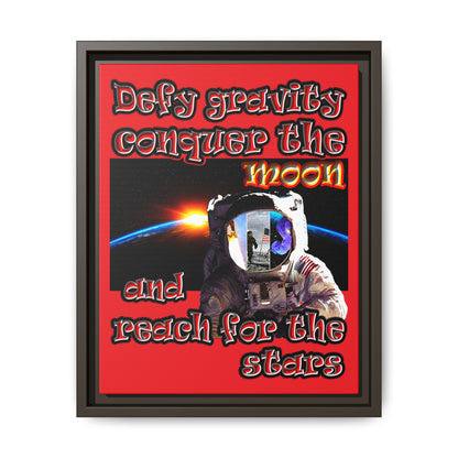 defy conquer reach - framed canvas art (red)