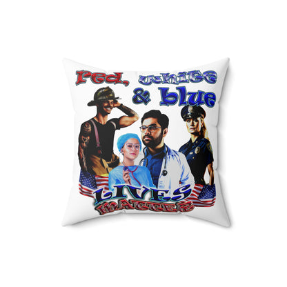 rw&b lives matter - Spun Polyester Square Pillow - (white)