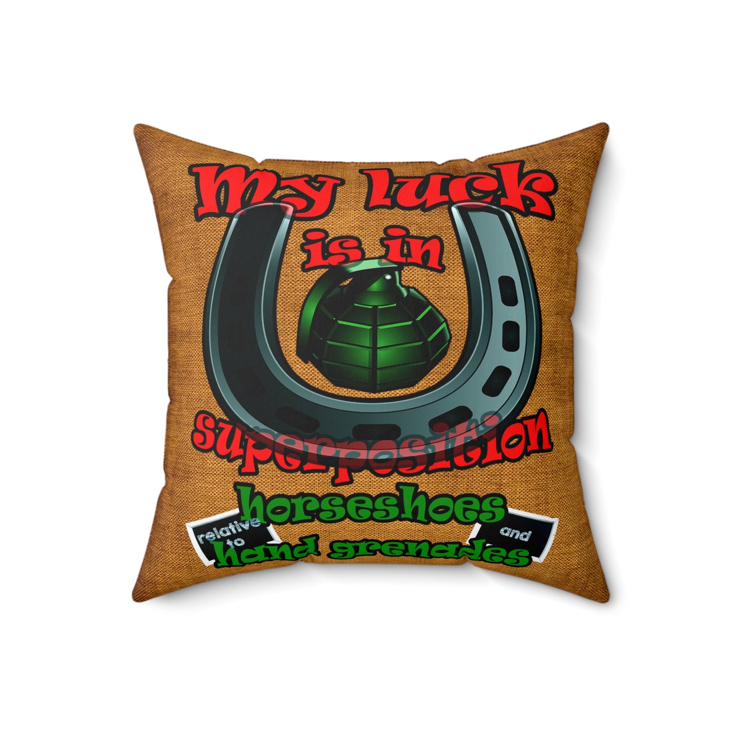 my luck - Spun Polyester Square Pillow - (dichromatic brown papyrus)
