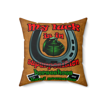 my luck - Spun Polyester Square Pillow - (dichromatic brown papyrus)