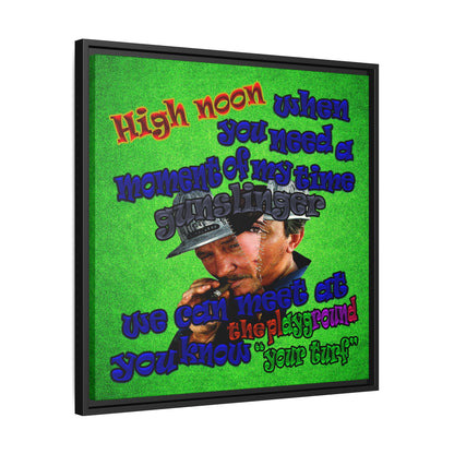 high noon - framed canvas art (green turf)