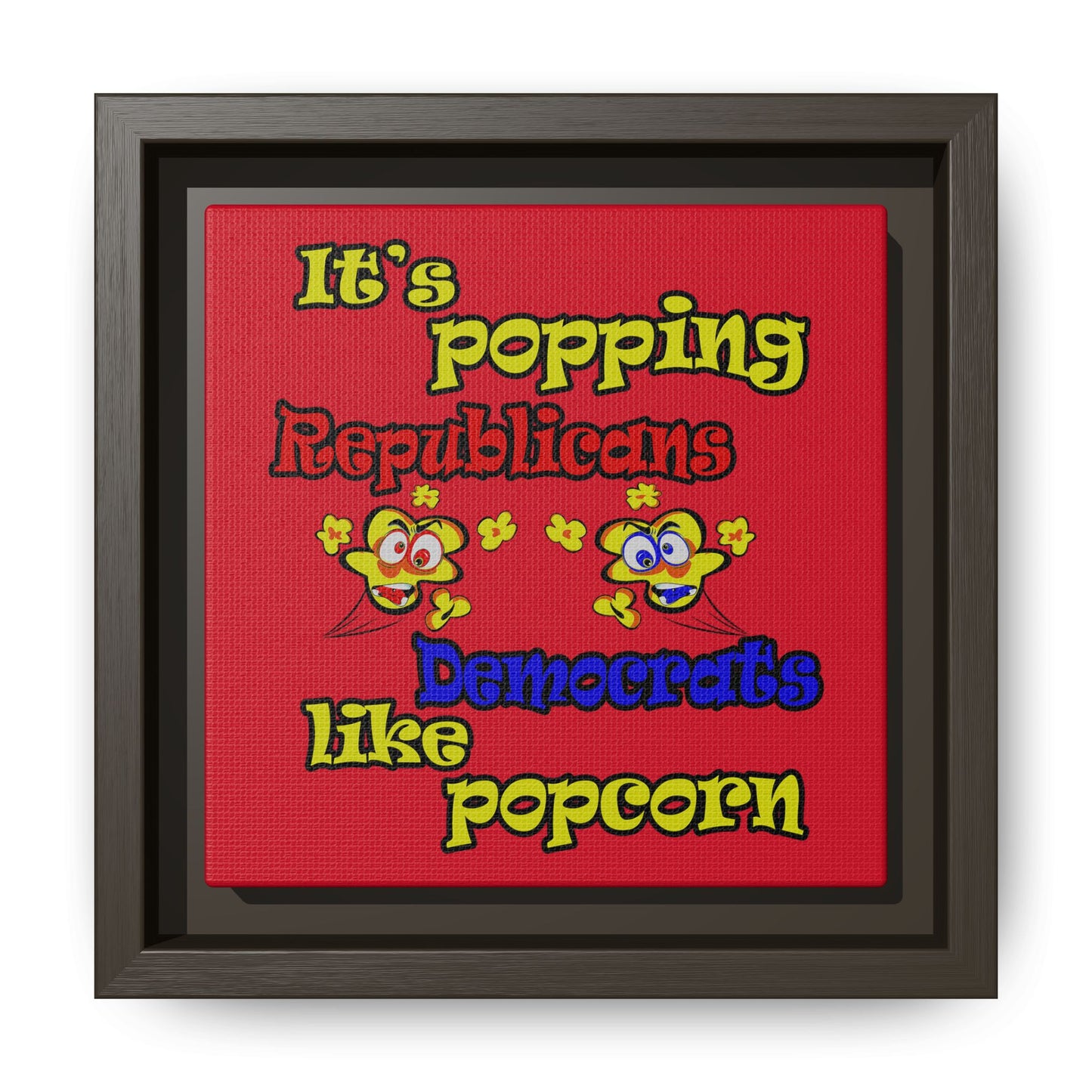 popping like popcorn - framed canvas art (dark red)