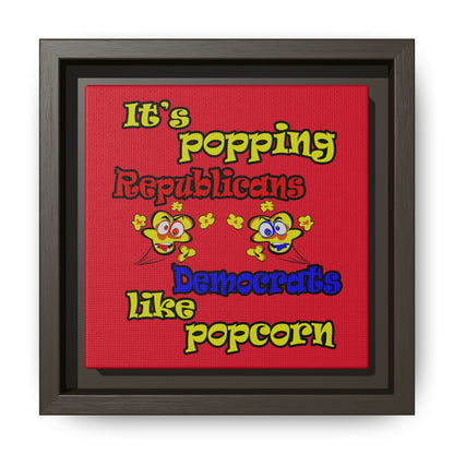 popping like popcorn - framed canvas art (dark red)