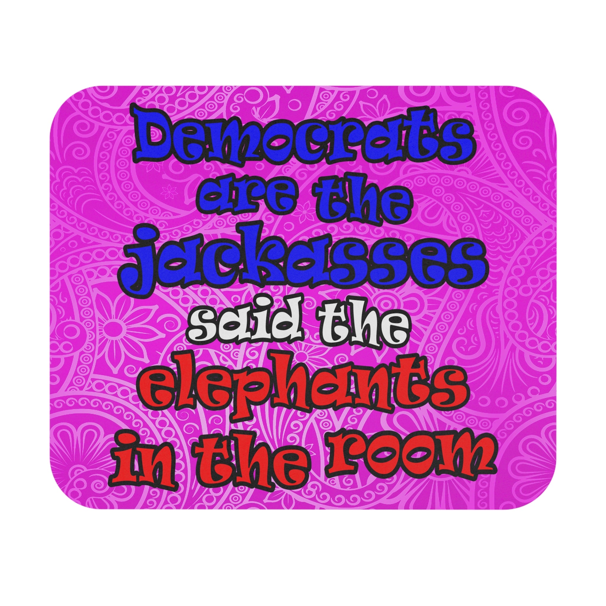 donkeys and elephants - Mouse Pad (Rectangle) (pink swirl)