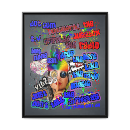 drop the beat - framed canvas art (grey-light grey)