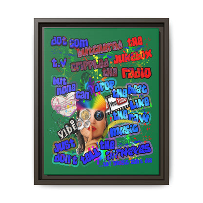 drop the beat - framed canvas art (dark green)