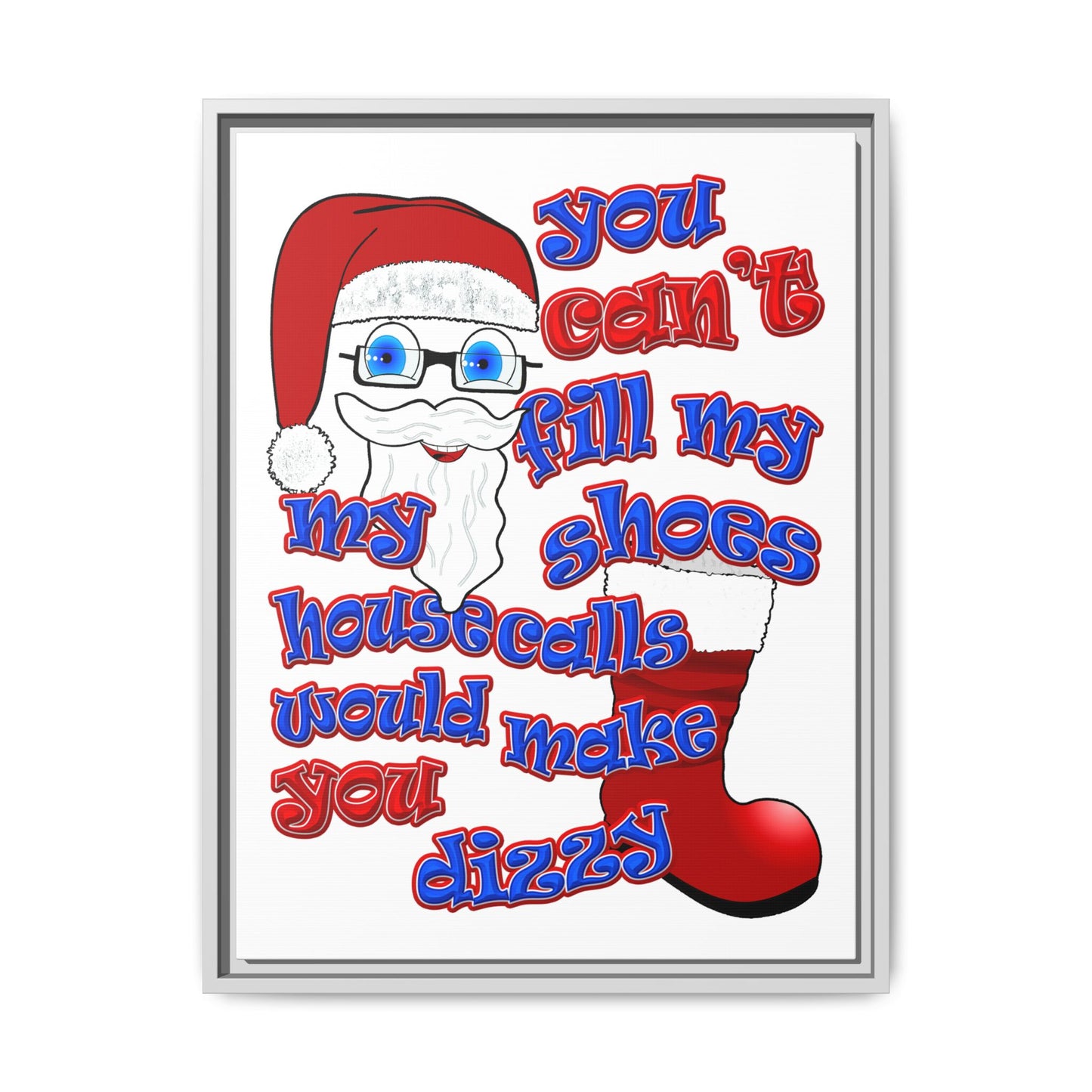 santa's shoes - framed canvas art (white)