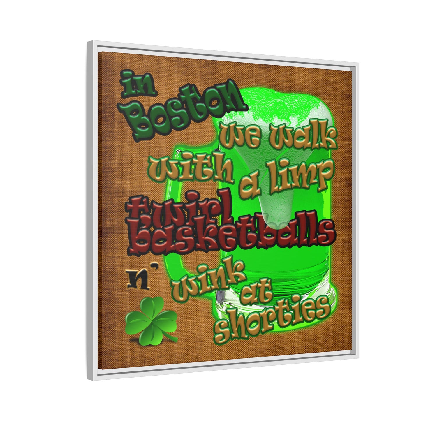 celtics logo - framed canvas art (brown papyrus)