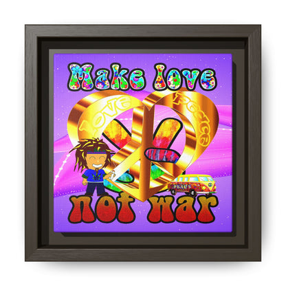 love peace - framed canvas art (purple-pink wave)
