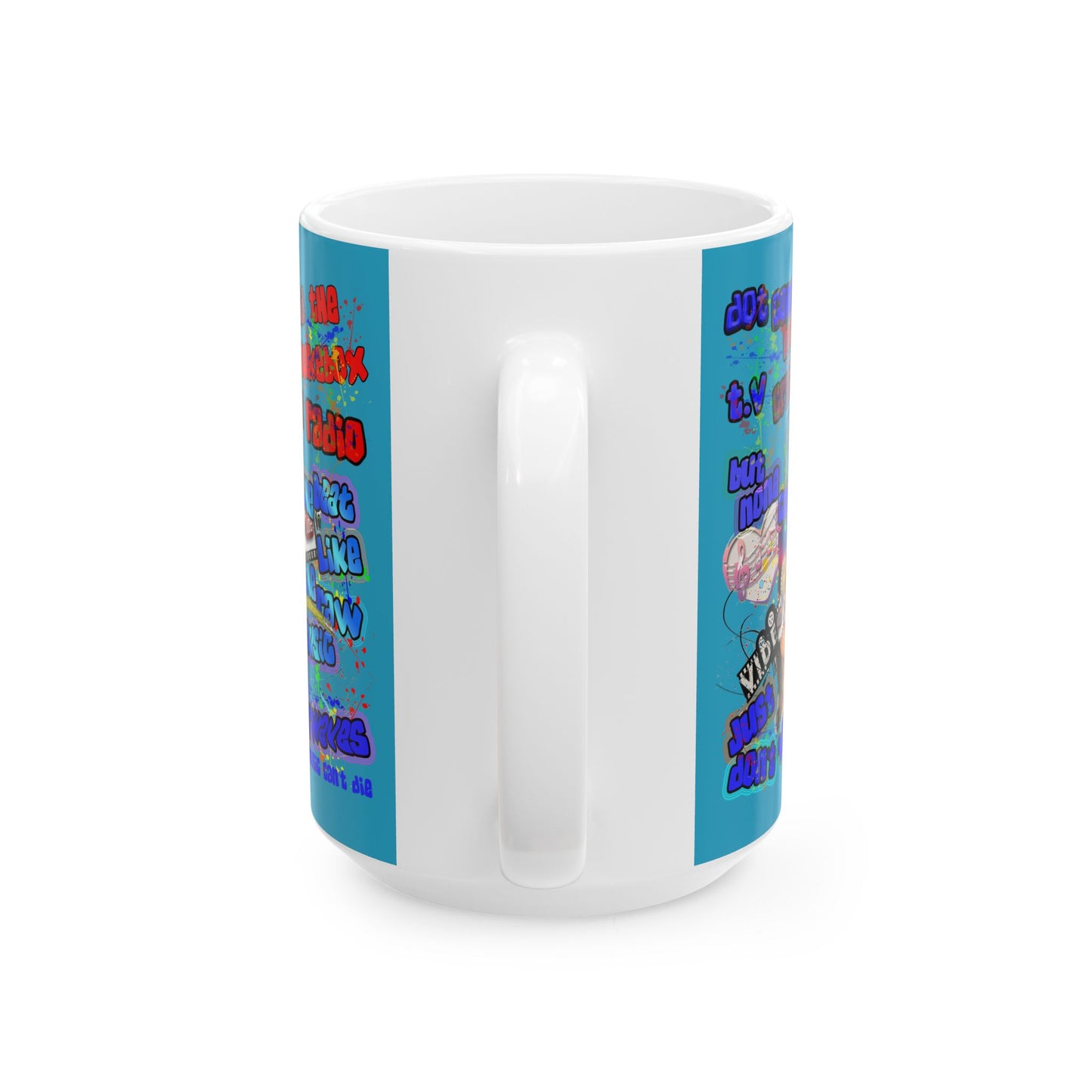 drop the beat - White Mug (turquoise)