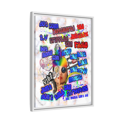 drop the beat - framed canvas art (white marble)