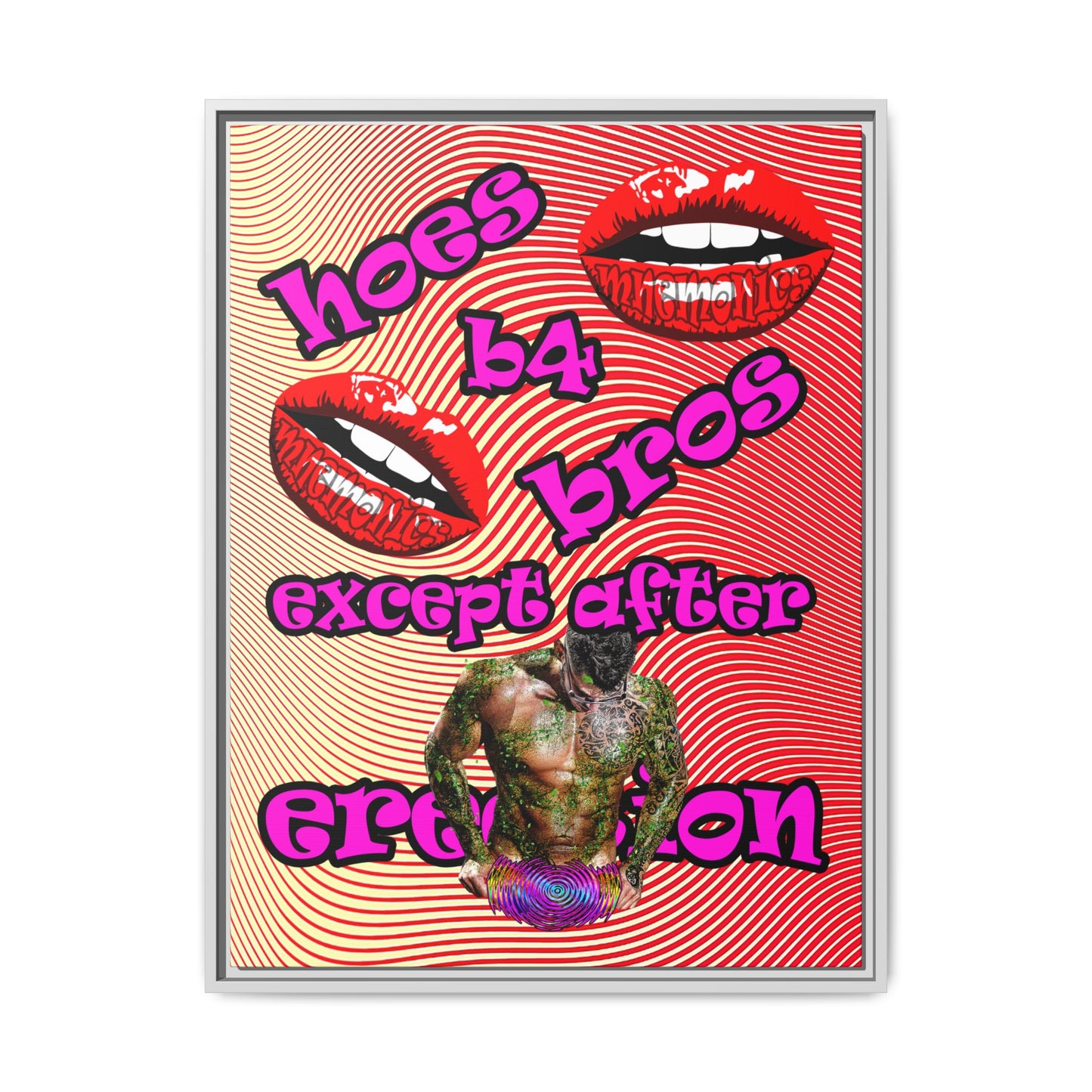 hoes b4 bros - framed canvas art (yellow-orange wave)