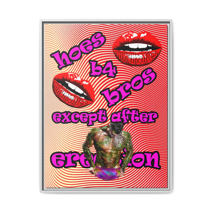 hoes b4 bros - framed canvas art (yellow-orange wave)