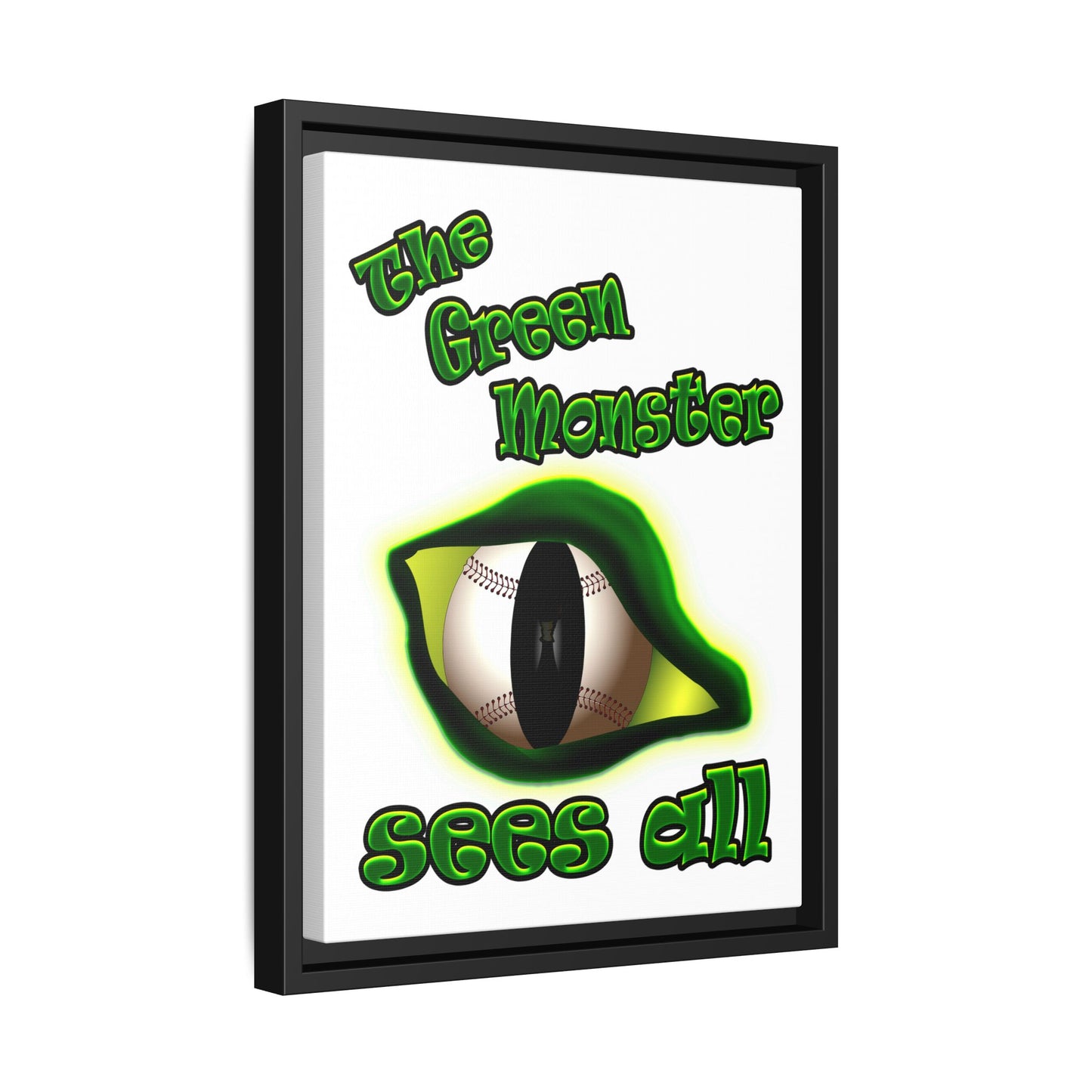 green monster - framed canvas art (white)