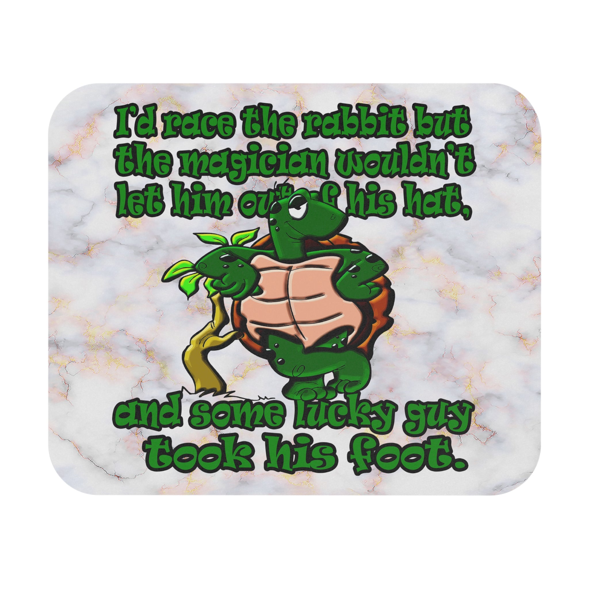 turtle race - Mouse Pad (Rectangle) (white marble)