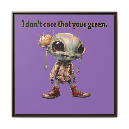 I don't care that your green - framed canvas art (light purple)