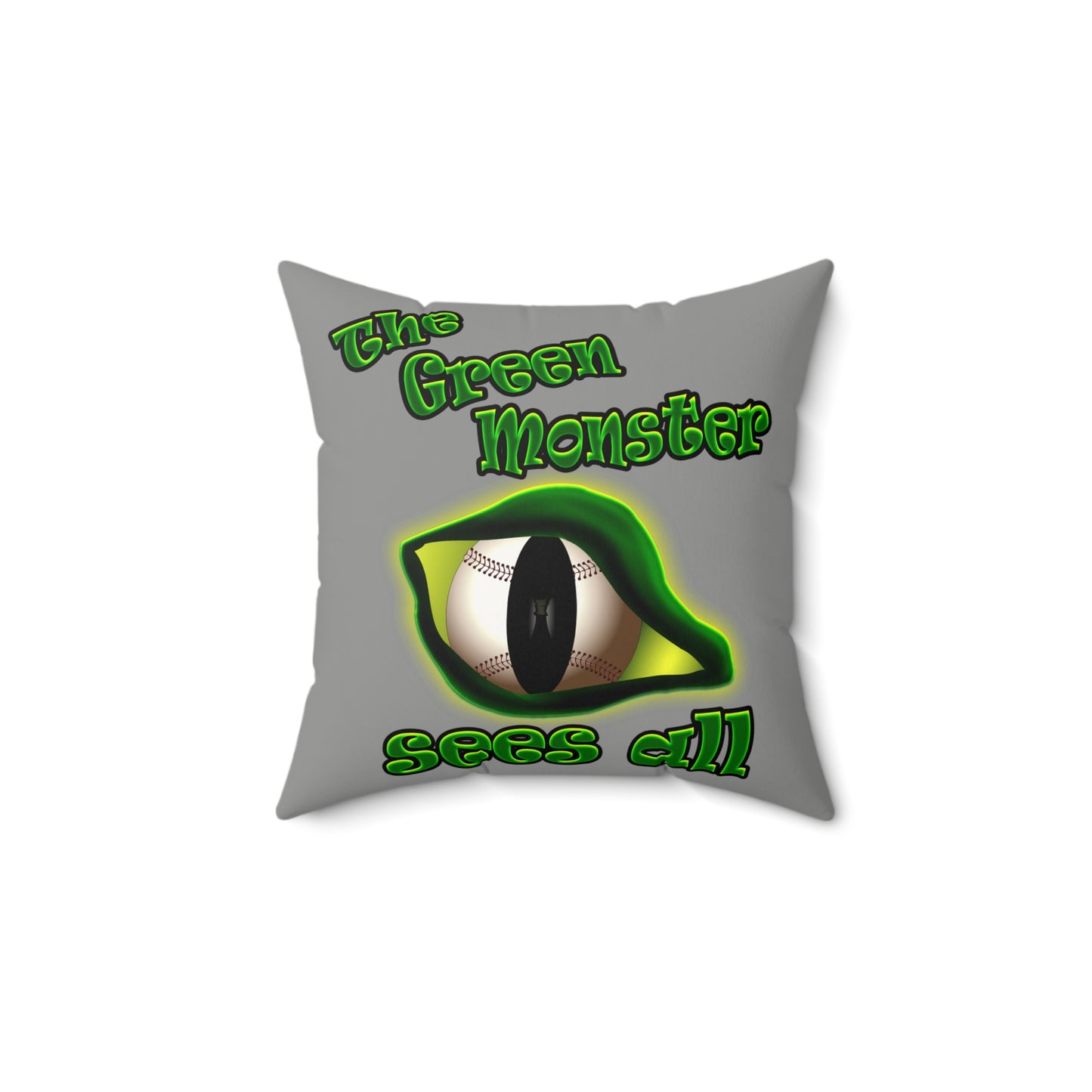 green monster - Faux Suede Square Pillow - (grey)