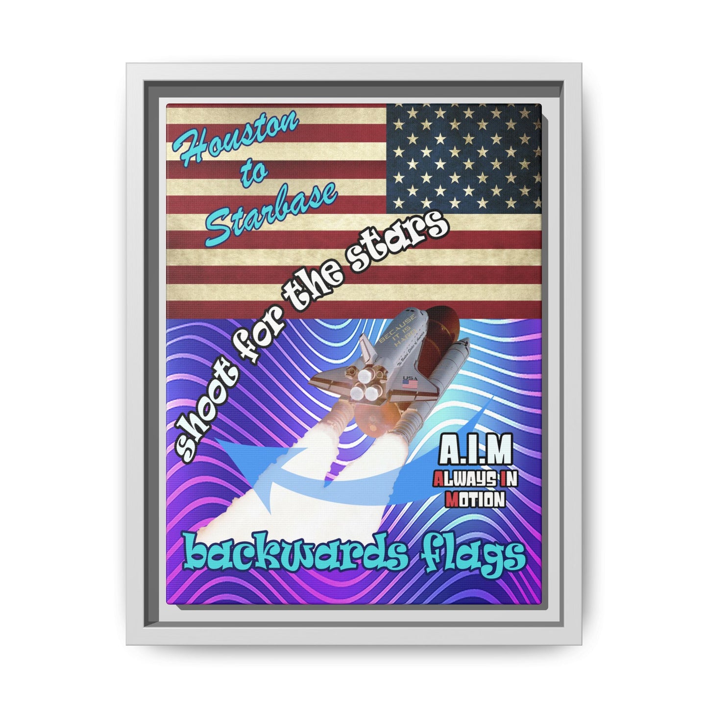 shoot for the stars - framed canvas art (purple wave)