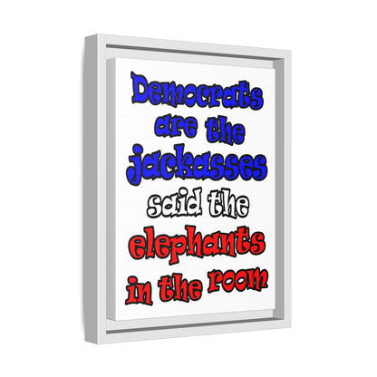 donkeys and elephants - framed canvas art (white)
