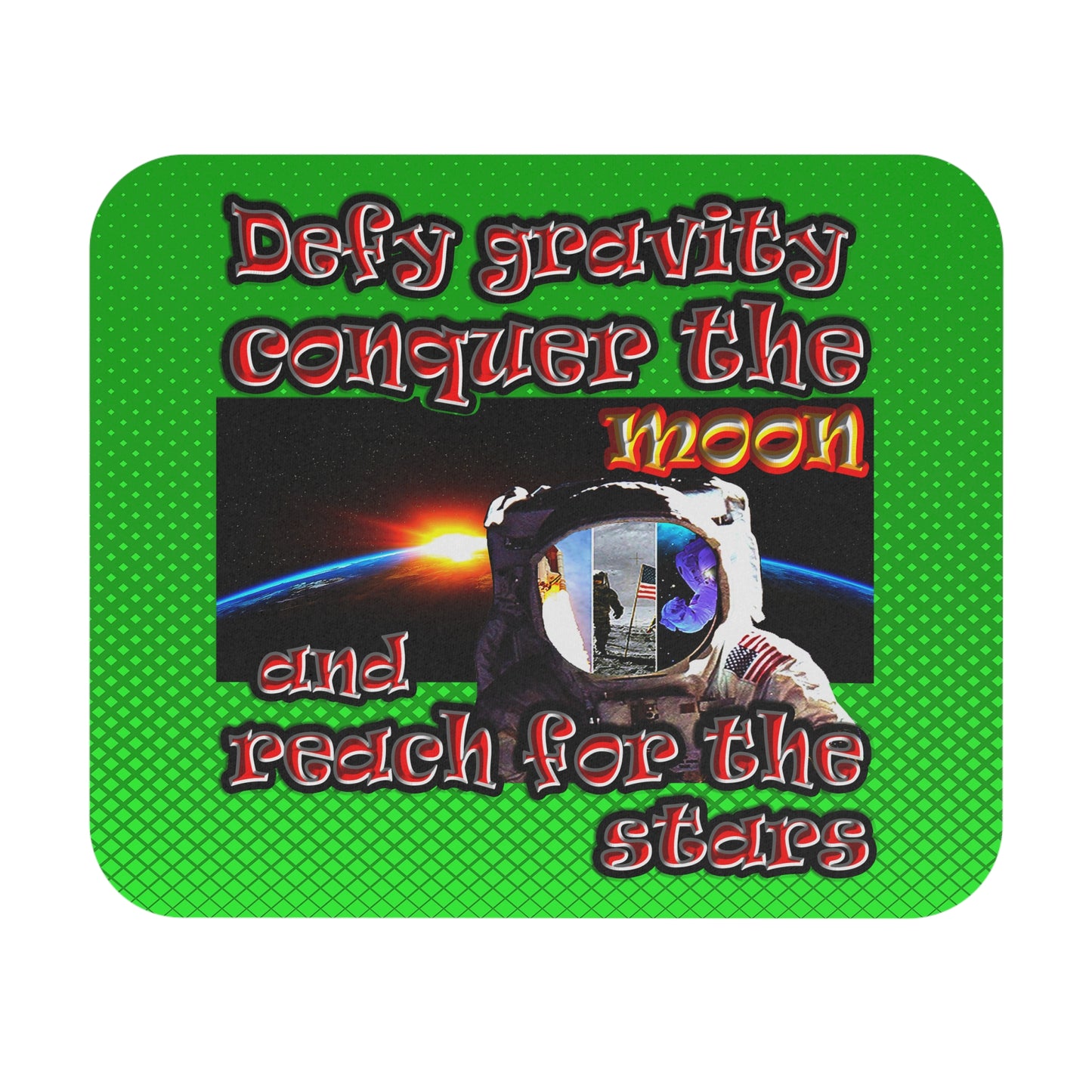 defy conquer reach - Mouse Pad (Rectangle) (logo green)
