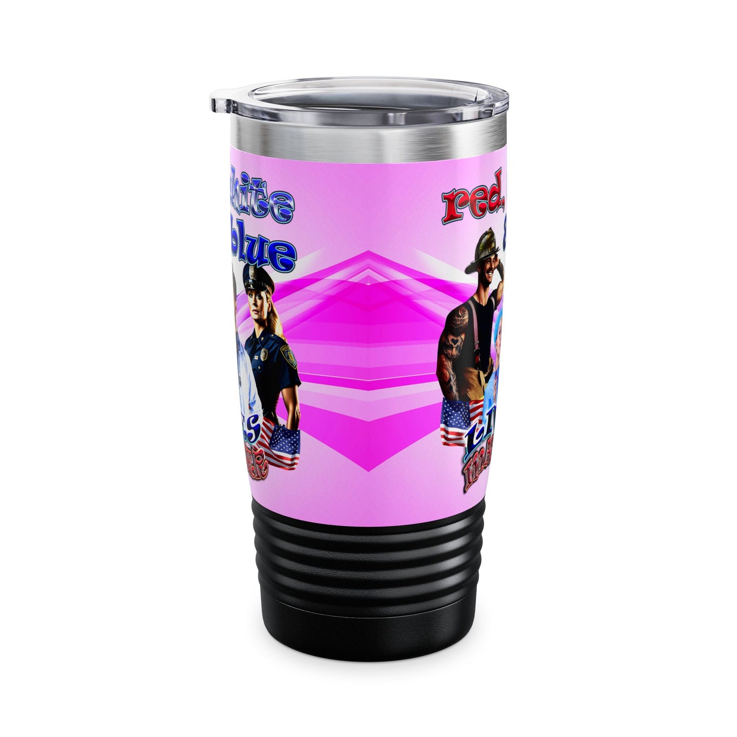 rw&b lives matter - Ringneck Tumbler, 20oz (light blue-pink wave)