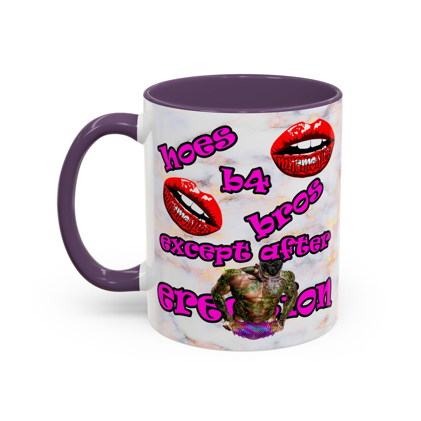 hoes b4 bros - Accent Mug (white marble)