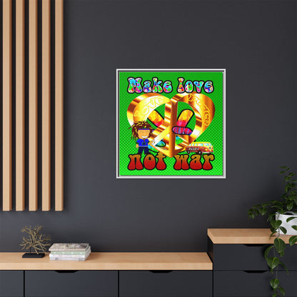 love peace - framed canvas art (logo green)