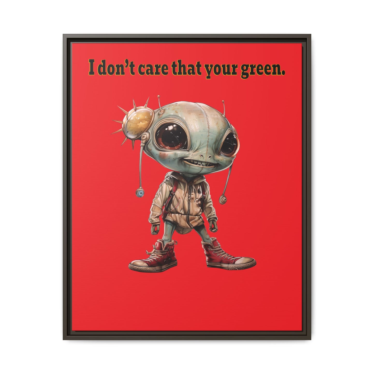 I don't care that your green - framed canvas art (red)