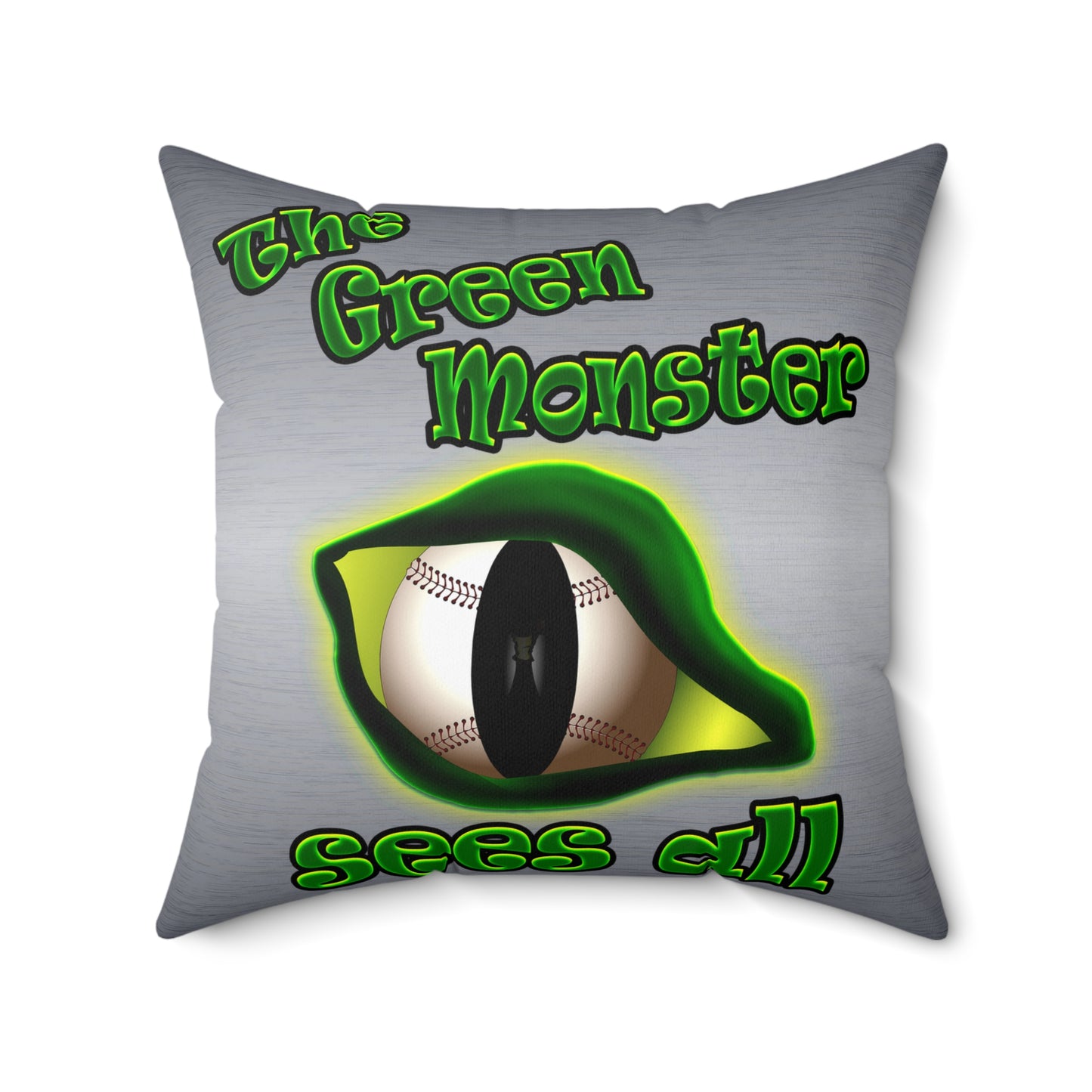 green monster - Spun Polyester Square Pillow - (brushed nickel)