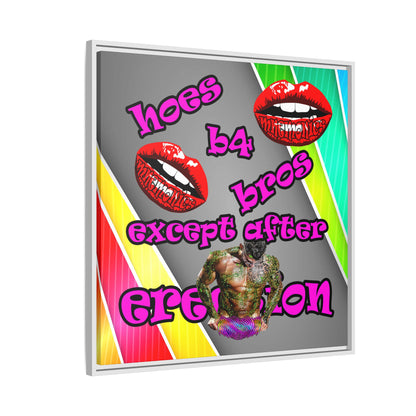 hoes b4 bros - framed canvas art (rainbow split)