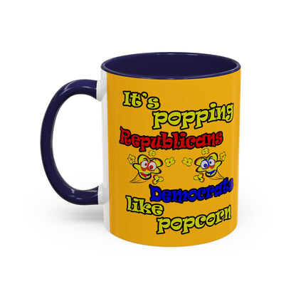 popping like popcorn - Accent Mug (yellow)