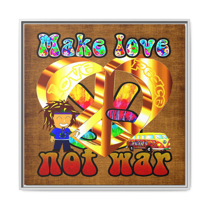 love peace - framed canvas art (brown papyrus)