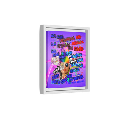 drop the beat - framed canvas art (purple-pink wave)