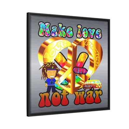love peace - framed canvas art (brushed nickel)