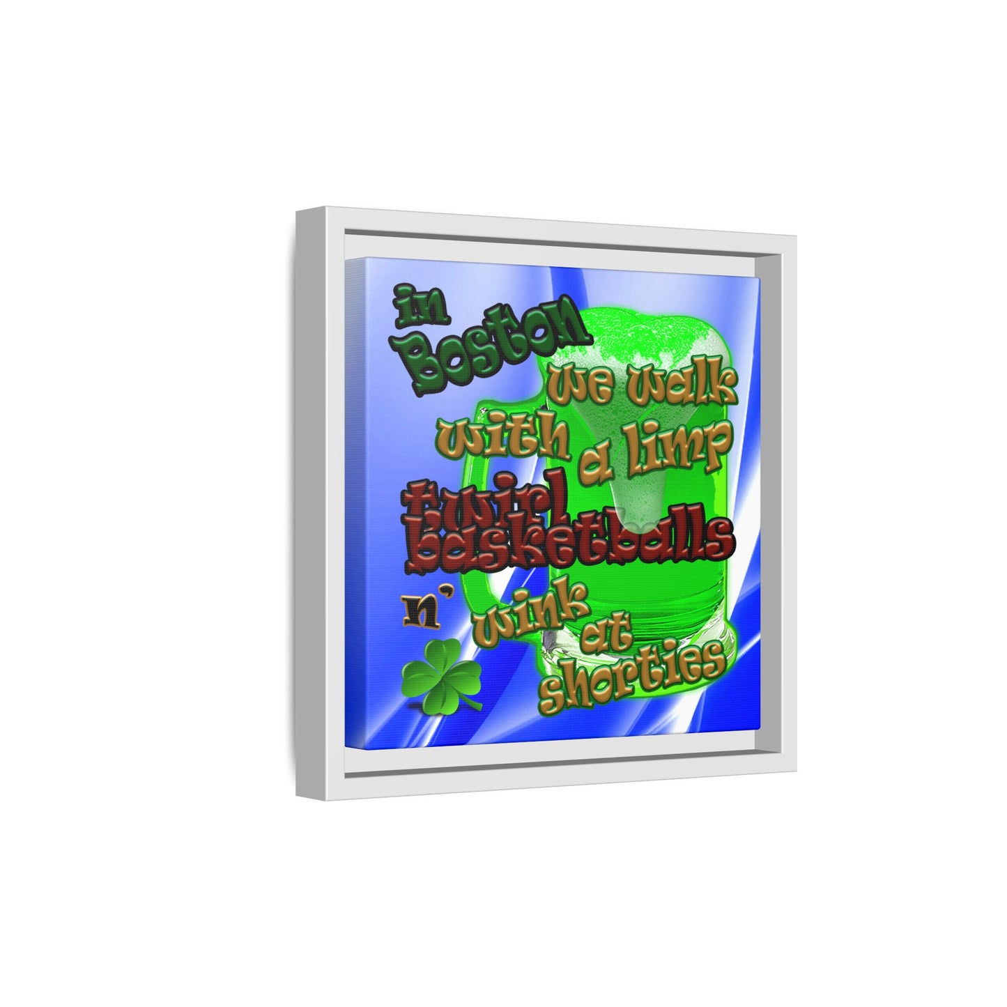 celtics logo - framed canvas art (blue-white wave)
