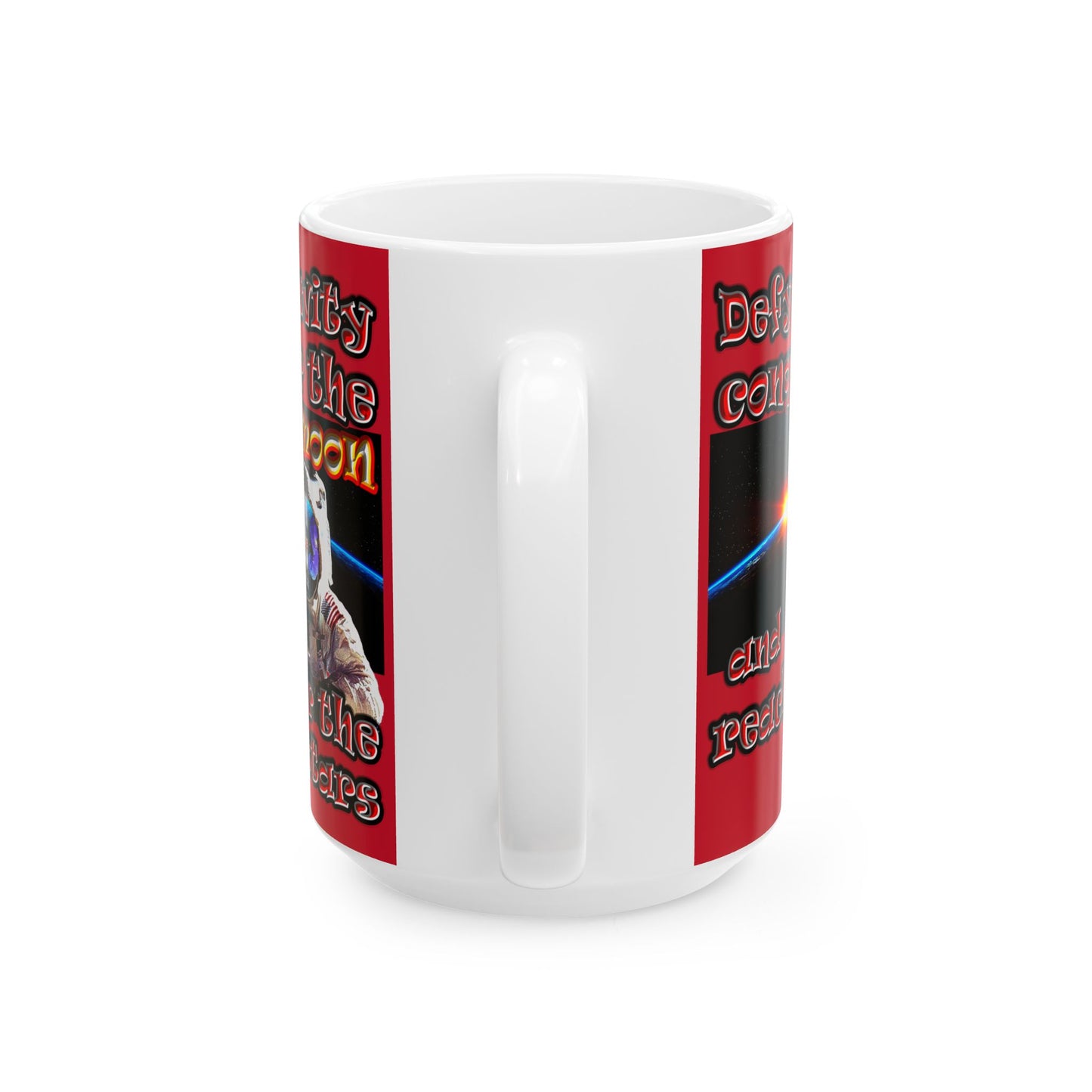 defy conquer reach - White Mug (dark red)