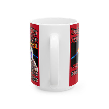 defy conquer reach - White Mug (dark red)