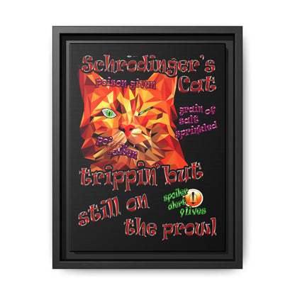schrodinger's cat - framed canvas art (black)
