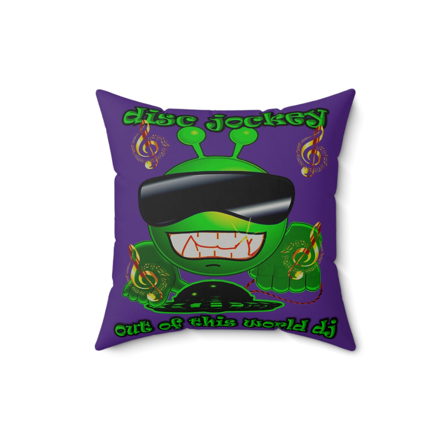 disc jockey - Faux Suede Square Pillow - (purple)