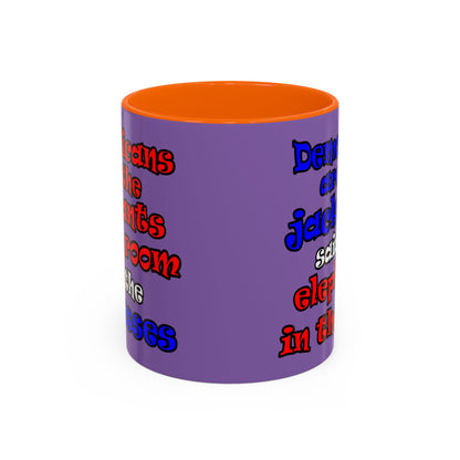 donkeys and elephants - Accent Mug (light purple)