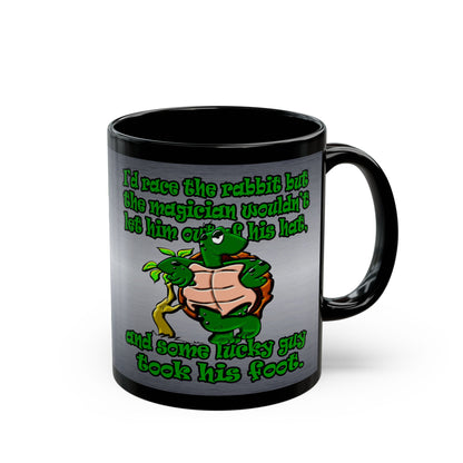 turtle race - Black Mug (brushed nickel)