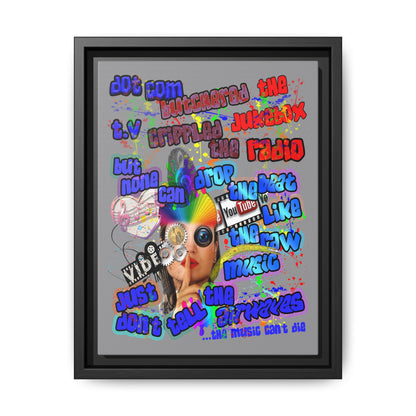 drop the beat - framed canvas art (grey)