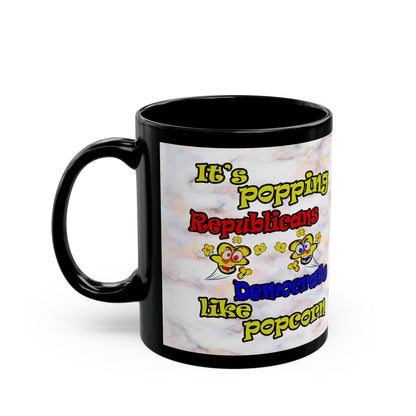 popping like popcorn - Black Mug (white marble)