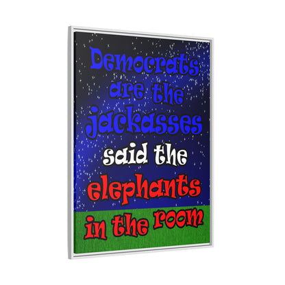 donkeys and elephants - framed canvas art ('snoops' background)