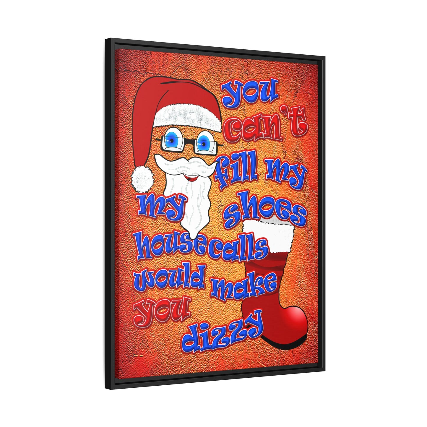 santa's shoes - framed canvas art (burnt orange)