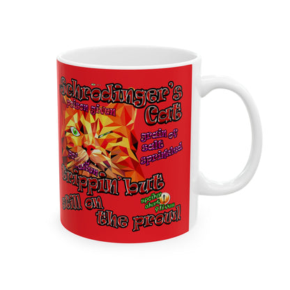 schrodinger's cat - White Mug (red)